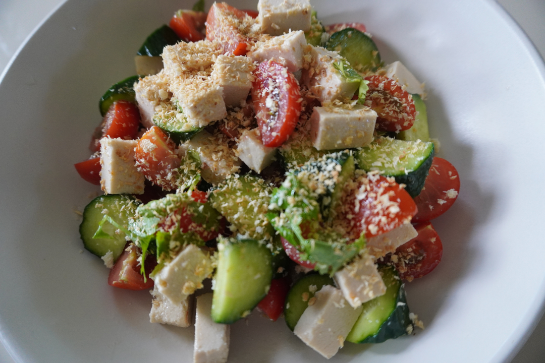 Sun-Ripened Tomato and Tofu Salad with Toasted Coconut