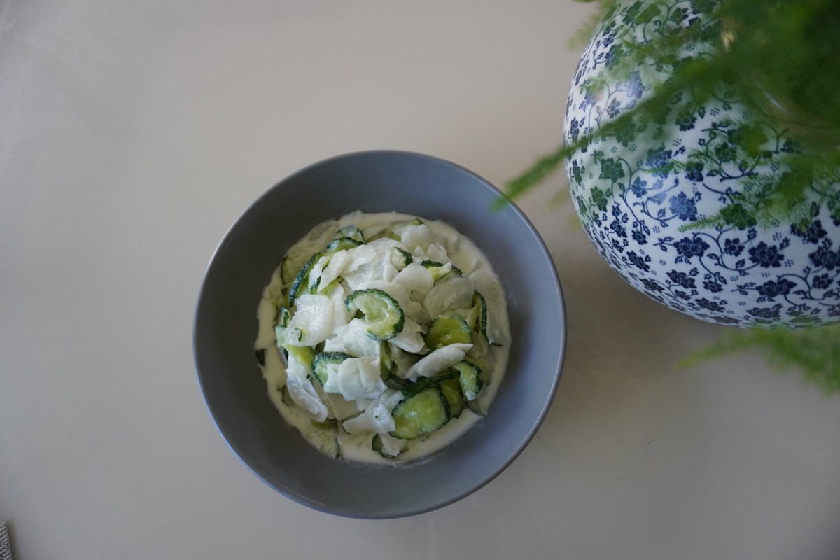 Daikon & Cucumber Salad with Coconut Milk and Lime